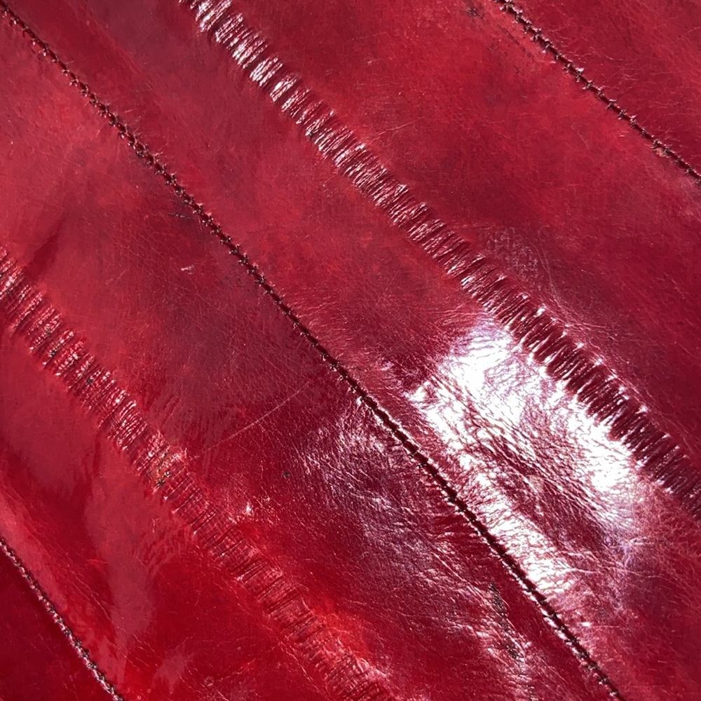 Vintage Bag genuine Eel skin shoulder & clutch bag Dark red magnetic closure - Picture 10 of 16